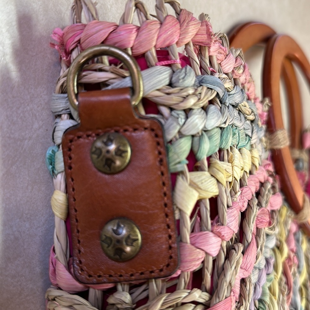 Patricia Nash Multicolored Pastel Straw Tote Handbag - Picture 6 of 10